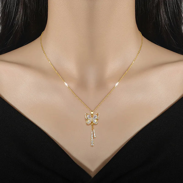 "Fluttering Elegance: Butterfly Tassel Necklace"