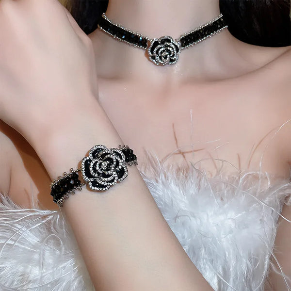 "Crystal Flower  Choker Necklace: Elegant Anniversary Jewelry"