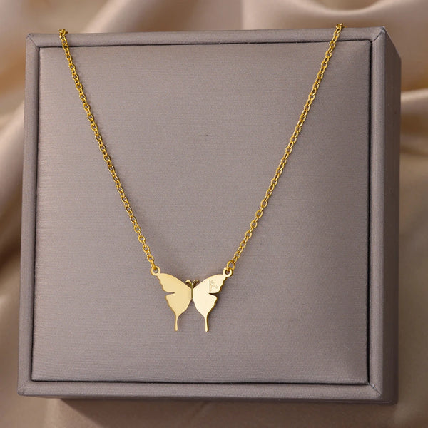 "Gold Butterfly Initial Necklaces: Elegant Wedding Jewelry for Women"